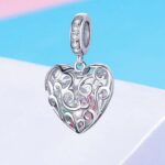 925 Sterling Silver Zircon Heart Charm Fit Pendant