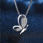 925 Sterling Silver Delicate Zircon Butterfly Pendant Necklace