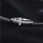 Exquisite 925 Sterling Silver Cubic Zirconia Faith Cross Ring