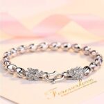 Elegant Sterling Silver Plated Retro Double Dragon Bracelet