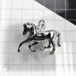 AAA+ Sterling Silver Plated Solid White Horse Pendant