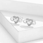 Elegant Sterling Silver Plated Infinity Heart Zircon Stud Earrings