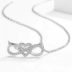 Exquisite Sterling Silver Plated Infinity Heart Zirconia Pendant Necklace