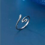 Delicate 925 Sterling Silver Lovely Snake Adjustable Ring (Size 6-8)
