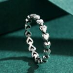 100% 925 Sterling Silver Simple Heart To Heart Vintage Ring