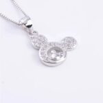 Disney's 925 Sterling Silver Peeping Mickey Mouse Zircon Pendant Necklace