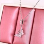 Elegant 925 Sterling Silver Pink Butterfly Charm/Pendant