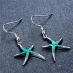 Sterling Silver Filled Fire Opal Starfish Dangle Earrings