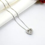 925 Sterling Silver Love Lock Zircon Heart Pendant Necklace