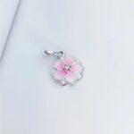 925 Sterling Silver Pink Daisy Peach Blossom Zircon Charm Pendant