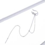 1PC 925 Sterling Silver Zircon Ear Cuff Long Tassel Chain Earring