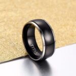 Men's Black 8mm Silver Outline 100% Titanium Ring