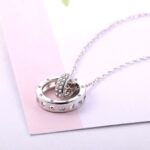 Exquisite 925 Sterling Silver Interlock Zircon Heart Pendant Necklace