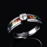 "Never Fade" High Quality 316l Stainless Steel Rainbow Pride Zirconia Ring