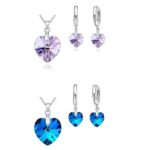 Silver Plated Elegant Crystal Heart Jewelry Set