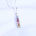 Sterling Silver Plated A+ Rainbow Zirconia Pillar Pendant Choker