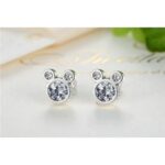Sterling Silver Plated Mickey Mouse Crystal Stud Earrings