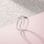Sterling Silver Plated Double Cross Adjustable Ring (Size 6-8)