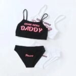 Women's Letter Printed Cropped Pajamas Set