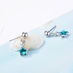 Sterling Silver Plated Little Blue Crystal Star Stud Earrings