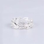 Sterling Silver Plated Hollow Leaf Adjustable Ring (Size 5-7)