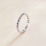 925 Sterling Silver Round Drop Multi-Color Zirconia Ring