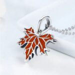Genuine 925 Sterling Silver Autumn Maple Leaf Charm Pendant Necklace