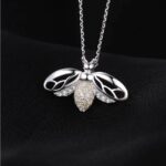 Exquisite 925 Sterling Silver Zircon Honey Bee Pendant Necklace