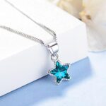 Sterling Silver Plated Ocean Blue Crystal Star Pendant Necklace