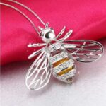 Genuine 925 Sterling Silver Red Zircon Bee Pearl Cage Pendant