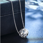 925 Sterling Silver Hollow Ball Heart Shaped Pendant Necklace