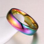 316L Stainless Steel 6mm Trendy Colorful Rainbow Ring