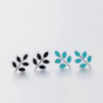 Sterling Silver Plated Piercing Leaf Stud Earrings