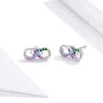 Genuine 925 Sterling Silver Multi-Color Infinity Love Stud Earrings