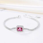 Genuine 925 Sterling Silver Dazzling Emerald Zirconia Tennis Bracelet