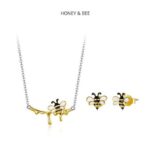 Classic 925 Sterling Silver Lovely Honey Bee Choker & Earrings