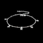 925 Sterling Silver Solid Heart Anklet
