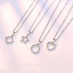 Sterling Silver Plated Zircon Shapes Dazzling Pendant Necklace