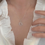 Sterling Silver Plated Zircon Star Planet Pendant Necklace