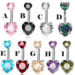 Surgical Steel Crystal Belly Button/Navel Body Piercing (Multiple Colors)