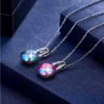 925 Sterling Silver Austrian Crystal Guarding Lock Pendant Necklace