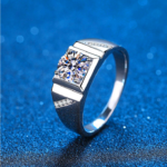 Men’s 14K Sterling Silver 1CT Luxurious Moissanite Gemstone Ring