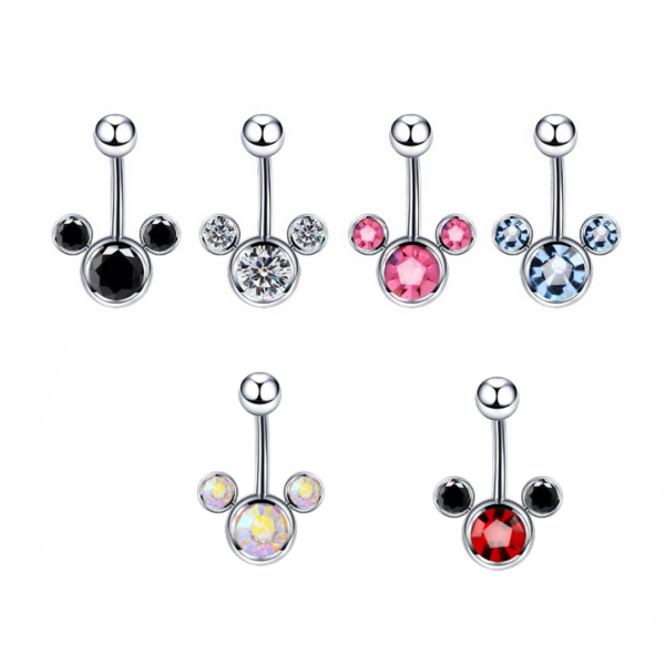 316L Surgical Steel Disney's Mickey Crystal Navel/Belly Button Piercing