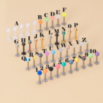 5PC Surgical Steel + Acrylic 16G Labret Barbell Ear/Lip Stud Piercing (8mm)