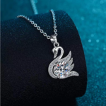 14K 925 Sterling Silver 2CT Moissanite Swan Pendant Necklace