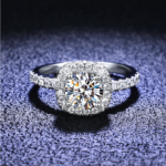 Luxurious 925 Sterling Silver 18K 2CT Moissanite Cushion Cut Ring