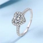 Elegant 925 Sterling Silver White Gold Plated 1CT Lover’s Heart Moissanite Ring