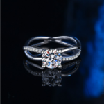 Brilliant 925 Sterling Silver 18K 1CT Fancy Wave Moissanite Ring