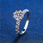 925 Sterling Silver 18K 1CT Semi-Pave Moissanite Crown Ring