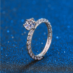 14K 925 Sterling Silver 1CT Moissanite Full Pave Promise Ring – Size 6.5